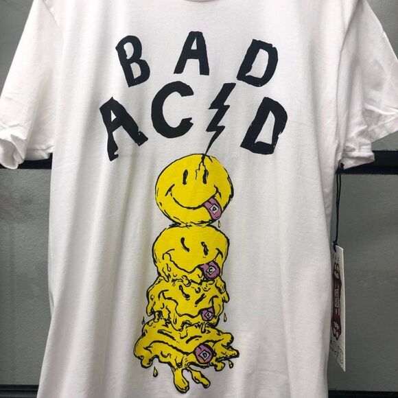 New UNIF x Bad Acid Smiley Face Tee - Size S - Picture 2 of 5